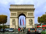 Arc de triomphe de l'Etoile, Paris, Place Charles de Gaulle, vu depuis l'avenue des Champs Elysées