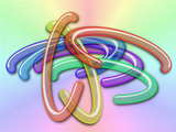 Multicolored transparent open rings, on gradient background 