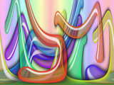 Various transparent virtual bent shapes, on gradient background