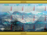 Kalender 2008 Wallpaper auf Englisch, die Schweizer Alpen beim Brünigpass