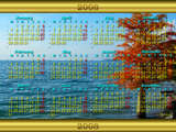 Fond d'écran calendrier 2008 en anglais, un arbre en automne au bord du Lac Léman
