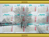 Fond d'écran calendrier 2008 en anglais, un arbre enneigé, un jour de neige en Alsace