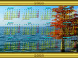 Fond d'écran calendrier 2008 en français, un arbre en automne au bord du Lac Léman