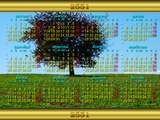 Fond d'écran calendrier 2551 en thaï, un arbre solitaire au milieu d'un champ dans le midi de l'Alsace