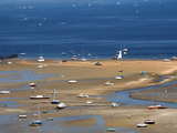 Boat beach near Cap Ferret, hundreds of sailboats in the Arcachon basin, french atlantic coast