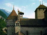 The Castle of Chillon, the keep and part of the castle, north west side.