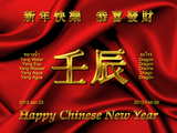 Jahr des Wasser Drachens, ein Yang Jahr, Chinesisches Neujahr 2012, mit goldenen Chinesischen Zeichen