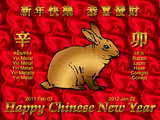Chinesisches Neujahr, Jahr des Hasen, ein gemütlich sitzender Hase