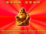 Chinese New Year wallpaper, small Chinese Buddha statue, simple headings