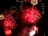 Firework on the Rhine 2007, red symphony, eve of 1st August, Basle, Switzerland
