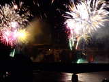 Feuerwerk am Rhein 2010, Basel, Schweiz, 2 funkelnde Blumensträusse