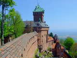 Castle Haut Koenigsbourg, general view with the keep and the plain of Alsace