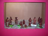Crèche de Noël, figurines en bois, crèche africaine de la République démocratique du Congo, exposée à Muzeray, France