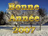New Year 2007 wallpaper in French, snowy landscape taken in Ajoie, Switzerland