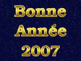 Desktop Hintergrundbild Neujahr 2007, auf Französisch, Sternenhimmel Simulaton