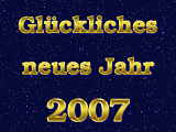 New Year 2007 wallpaper in German, starry night sky simulation