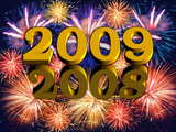 New Year 2009 wallpaper, firework compilation, 2008 is going and 2009 is coming