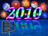 New Year 2010 wallpaper, firework compilation and Lake Geneva, 2009 is gone, 2010 is coming