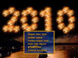 New Year 2010 wallpaper, firework compilation, the river Rhine in Basel, Switzerland