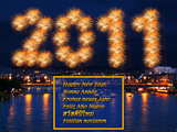 New Year 2011 wallpaper, firework compilation, the Johanniter bridge and the river Rhine, Basel, Switzerland