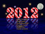 Neujahr 2012 Sternen und Streifen, See, Nachthimmel mit Mond und Sternen, grosse 2012 mit Streifen