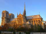 The Cathedral Notre-Dame at sunset, on the Ile de la Cite, Paris, 1st arrondissement, View from South, October 2008.