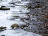 River Sense, Swiss Mittelland, in winter with ice and snow