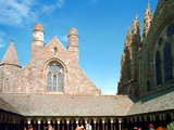 The Abbey of the Mont Saint-Michel, France, gallery surrounding a small garden