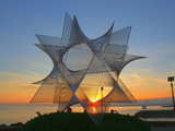 The 3D star at sunset, in the port of Ouchy, Lausanne, Switzerland, March 2009, HDR image
