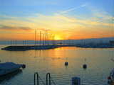 Sunset in the port of Ouchy, Lausanne, Switzerland, March 2009, HDR image