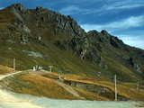 Mountain scenery near the Pass of Tourmalet, upper french Pyrenees, Ski-lift