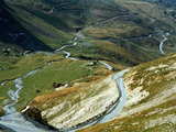 Serpentine roads, Mountain scenery near the Pass of Tourmalet, upper french Pyrenees