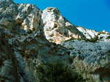 Grand Canyon of the Verdon, multicolored vertical rocks, photo taken in the bottom of the canyon