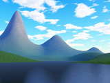 Montagne pain de sucre, virtuelle, paysage virtuel créé par ordinateur