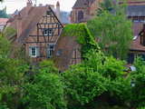 Timber frame houses in Wissembourg, as seen from the ramparts