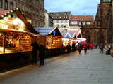 Christmas market, at the cathedral of Strasbourg, Alsace, France, December 2011.